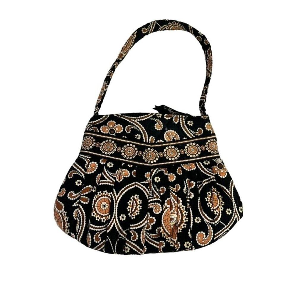 Vera Bradley Womens Shoulder Bag in Cafe Caffe Latte Brown Black Hannah Style